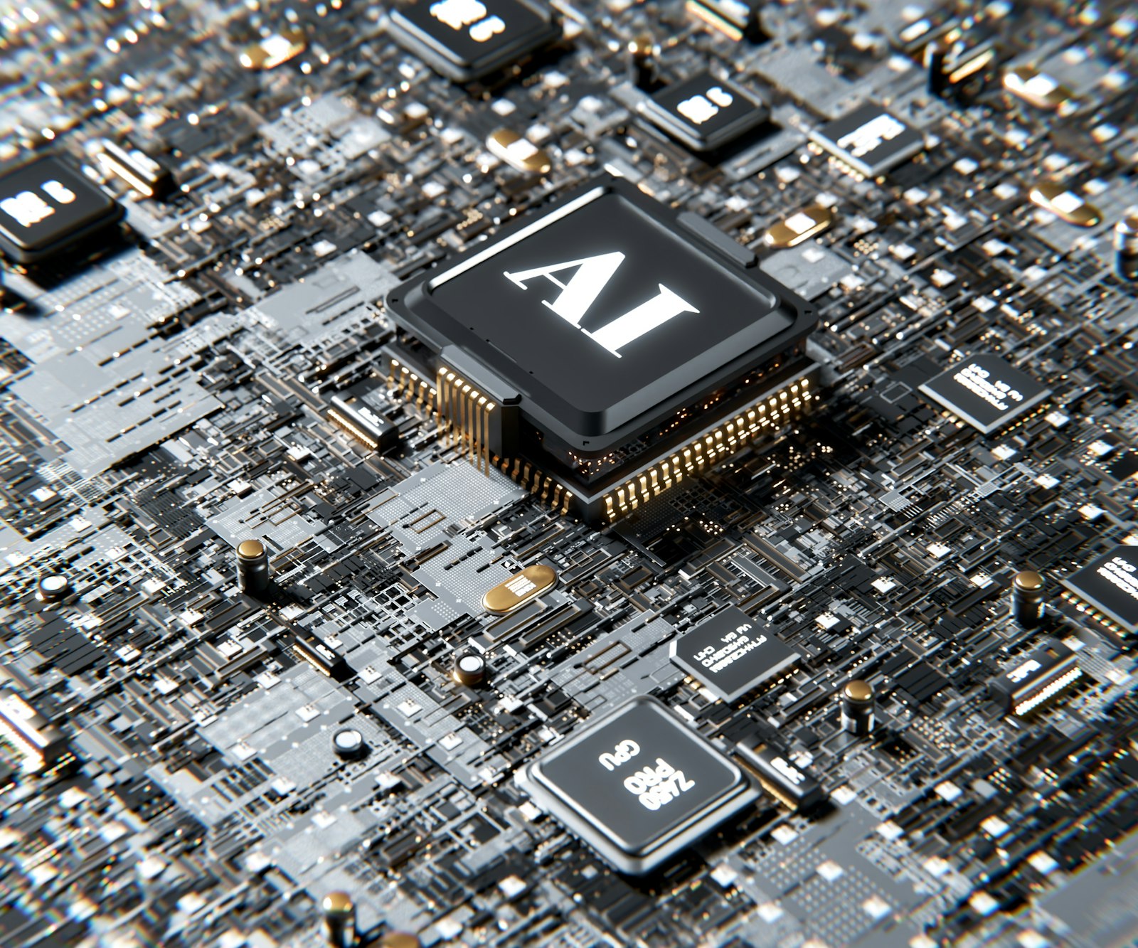 Puce d’intelligence artificielle sur un circuit imprimé – IA dans la GMAO Coswin 8i